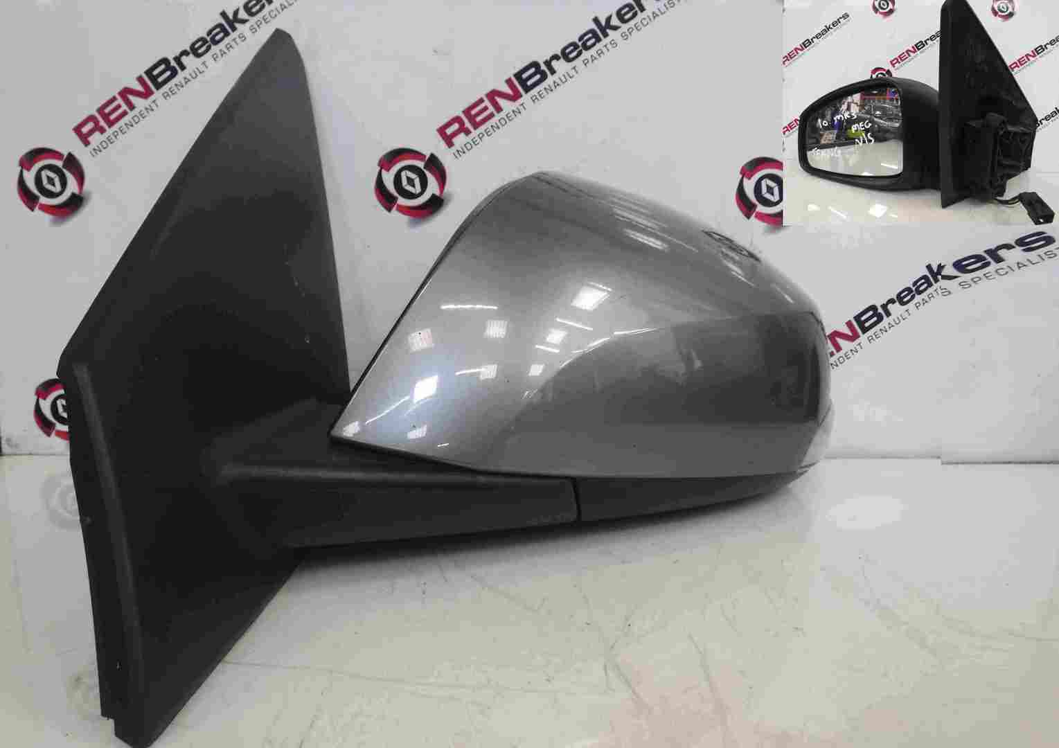 Renault Megane MK3 2008-2014 Passenger NS Wing Mirror Grey TEKNG FOLDING