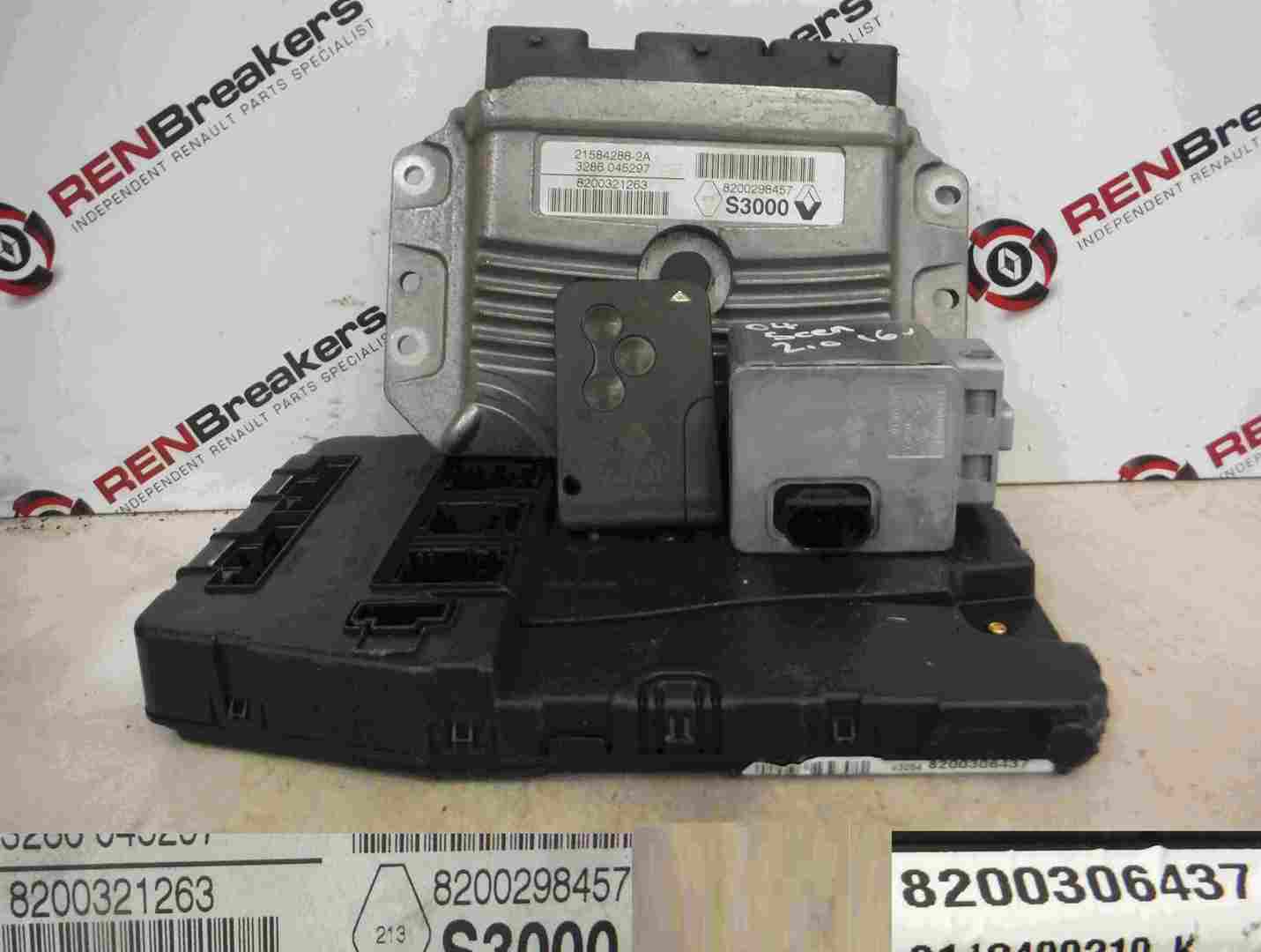 Renault Megane Scenic 2003-2009 2.0 16v ECU SET UCH BCM Immobiliser  Key Card