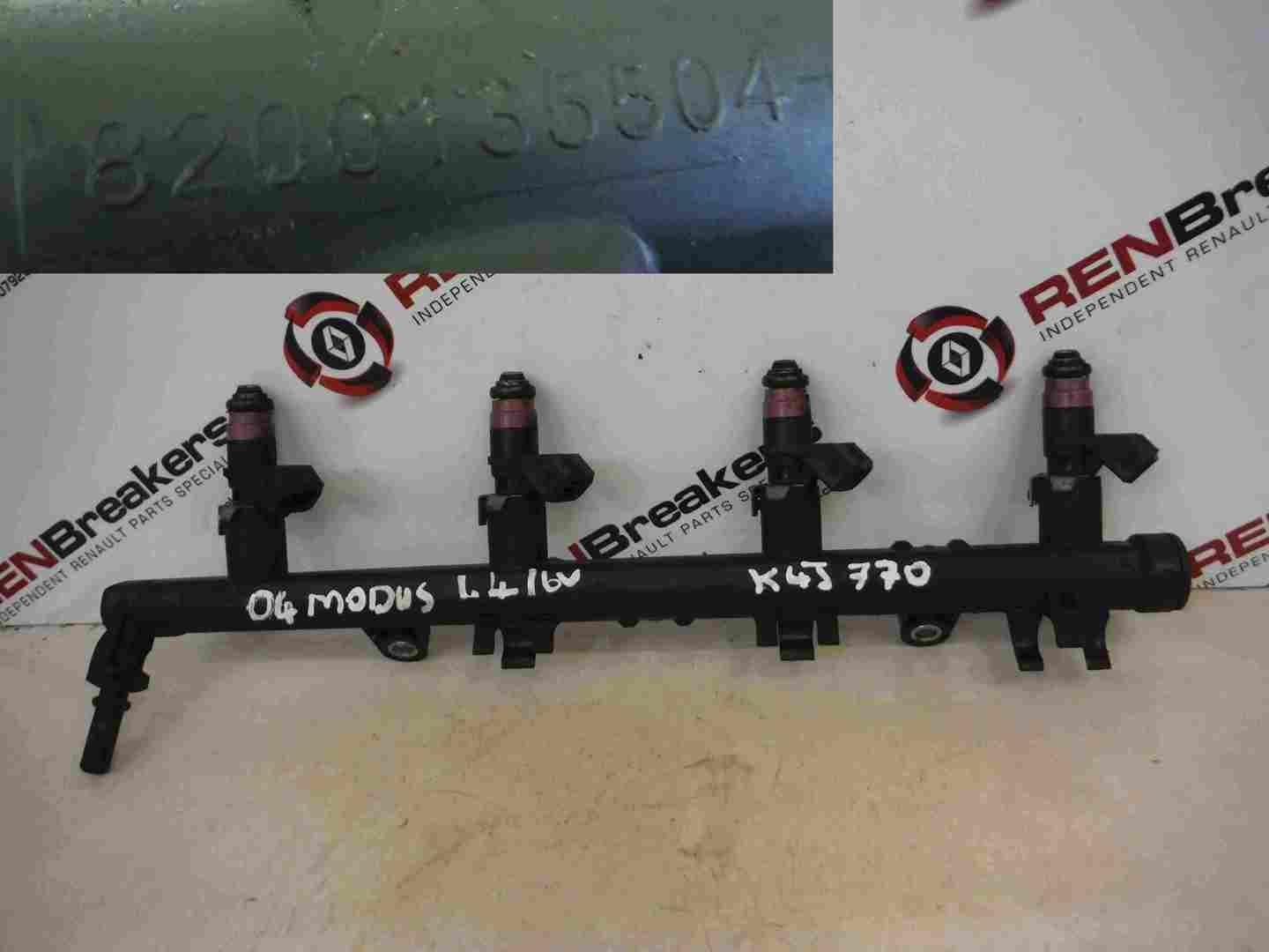 Renault Modus 2004-2008 1.6 16v Petrol Fuel Injetors Set Rail x4 8200135504