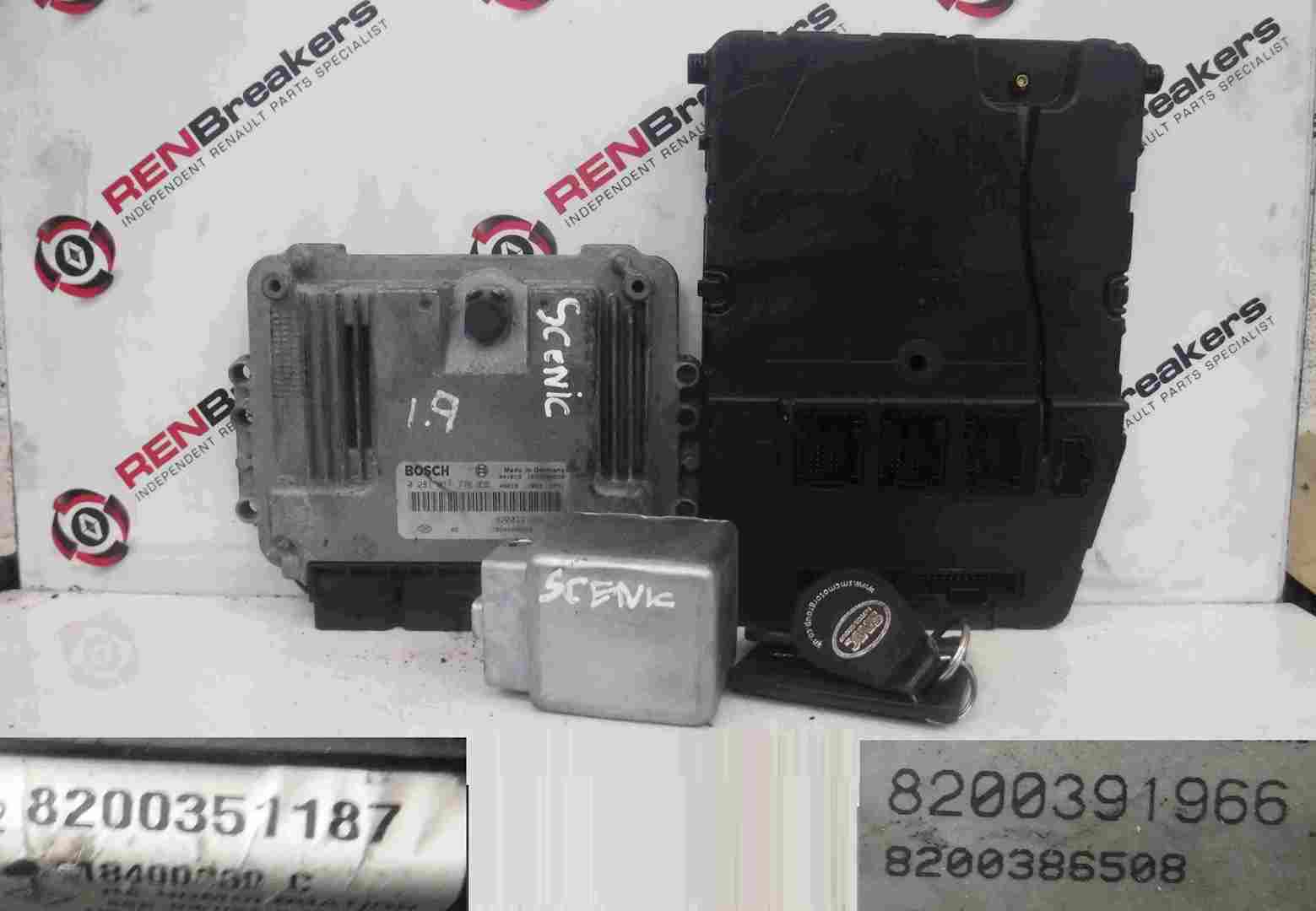 Renault Scenic 2003-2009 1.9 dCi ECU SET UCH BCM Steering Lock   Key Card