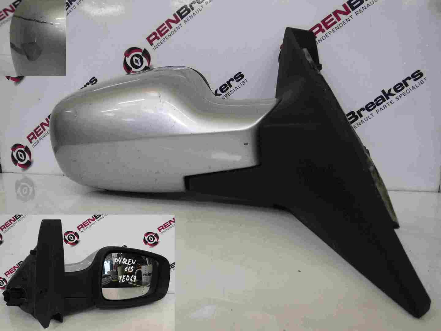 Renault Scenic 2003-2009 Drivers OS Wing Mirror Silver TED69