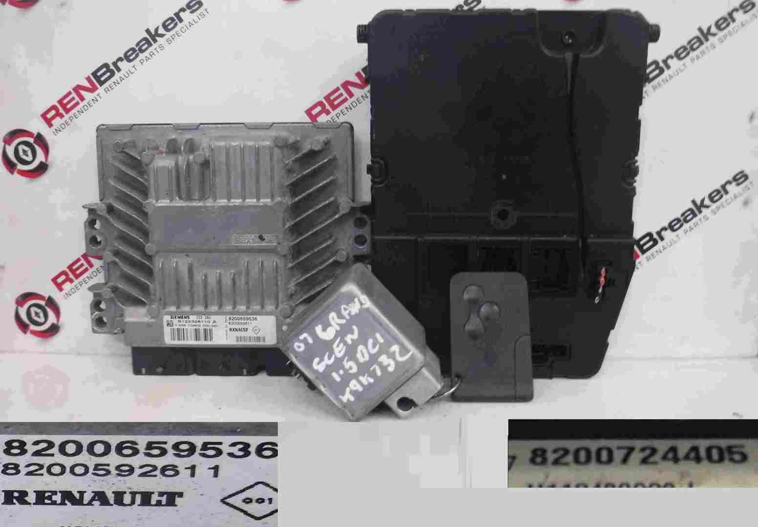 Renault Scenic 2006-2009 1.5 dCi ECU SET UCH BCM Steering Lock   Key Card
