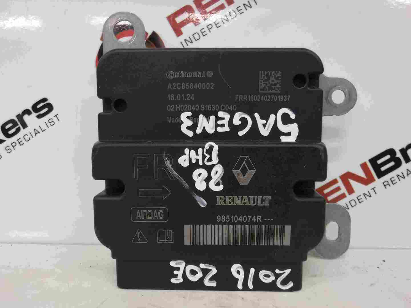 Renault Zoe 2012-2016 Airbag ECU Module Computer Spares And Repairs 985104074R